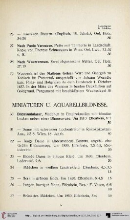 Miniaturen u. Aquarellbildnisse (Nr. 30-56)