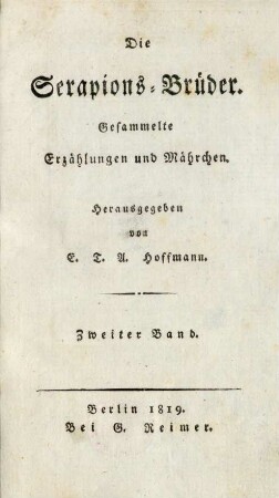 Bd. 2: Die Serapions-Brüder