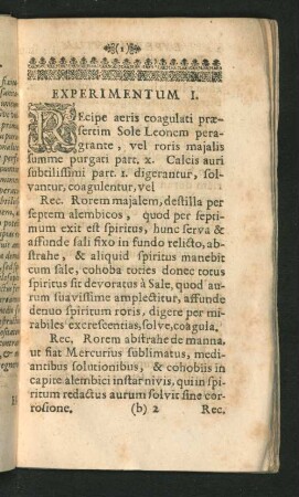 [Experimentum I. - VI.]