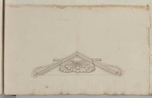 Fenster- oder Türbekrönung, Entwurf, Aufriss : Fenster- oder Türbekrönung, Entwurf, Aufriss, unbekannter Zeichner, 1. Hälfte 18. Jh. Feder, Pinsel in Wasserfarbe/Papier. 22,1 x 35,6 cm.