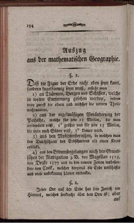 Aus der mathematischen Geographie.