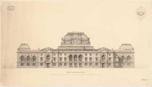 Reichstag, Berlin Zweiter Wettbewerb: Fassade nach der Sommerstraße 1:200