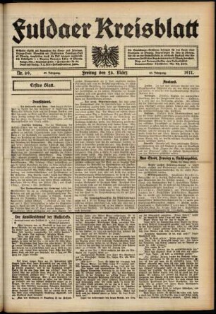 Erste Ausgabe vom Freitag, den 24. März 1911.