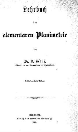 Lehrbuch der elementaren Planimetrie