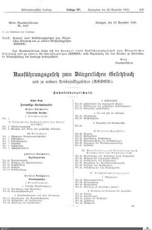 Entwurf eines Ausführungsgesetzes zum Bürgerlichen Gesetzbuch