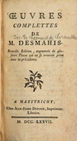 Oeuvres complettes de Desmahis