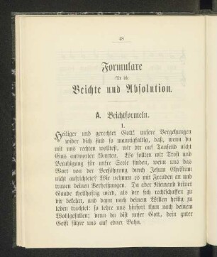 Formulare für die Beichte und Absolution.