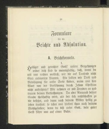 Formulare für die Beichte und Absolution.