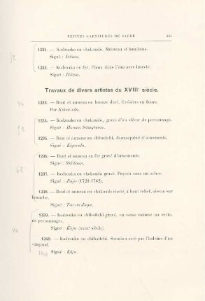 Travaux de divers artistes du XVIIIe siècle