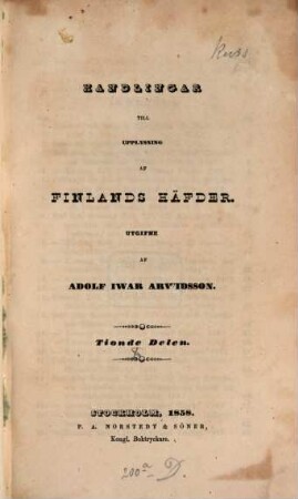 Handlingar till upplysning af Finlands häfder. 10. 1546/1757 (1858)