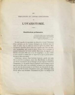 Des indications et contre-indications de lóvariotomie