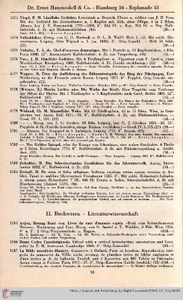II. Buchwesen, Literaturwissenschaft (Nr. 1585-1648)