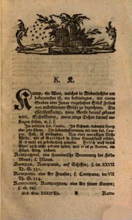Oeconomische Encyclopädie, oder allgemeines System der Staats- Stadt- Haus- u. Landwirthschaft : in alphabetischer Ordnung, 34. Von Kamp bis Karo : Nebst 32 Kupfertafeln auf 7 1/2 Bogen