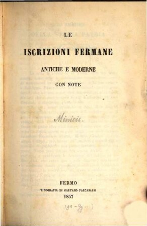Le iscrizioni Fermane antiche e moderne