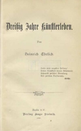 Dreißig Jahre Künstlerleben