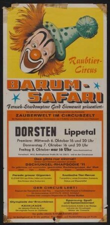 Barum-Safari - Zauberwelt im Zirkuszelt, Dorsten, 1971