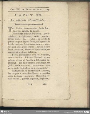 Caput XII. De Febribus intermittentibus