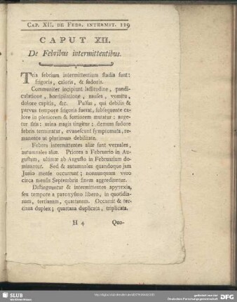 Caput XII. De Febribus intermittentibus