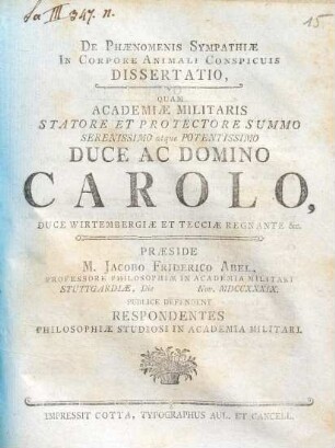 De phaenomenis sympathiae in corpore animali conspicuis dissertatio