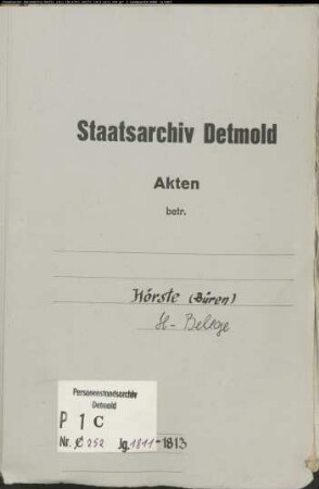 Belegakten zum Heiratsregister der katholischen Gemeinde Hörste, Kreis Büren (1811-1813)