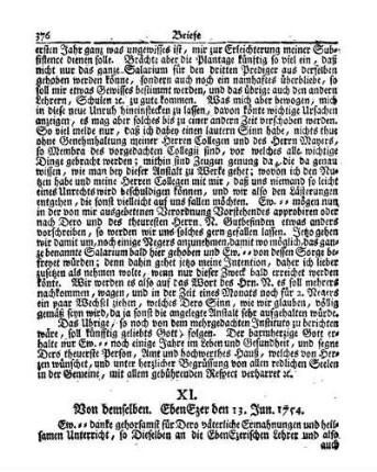 XI. Von demselben. Ebenezer in Georgien den 13. Jun. 1754.