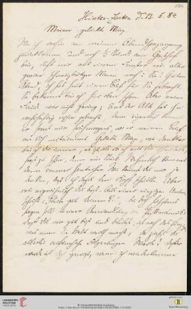 Heid. Hs. 3484,134: Brief von Eberhard Gothein an Marie Luise Gothein