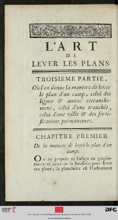 Chapitre Premier. De la maniere de lever le plan d’un camp