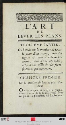 Chapitre Premier. De la maniere de lever le plan d’un camp