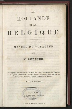 La Hollande et la Belgique : Manuel du voyageur