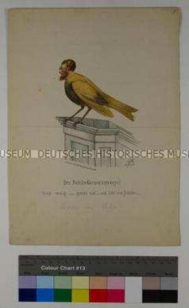 Der Reichskanarienvogel - Karikatur auf den Abgeordneten der Frankfurter Nationalversammlung Rösler