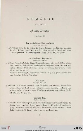 I. Gemälde (Nr. 1-253)