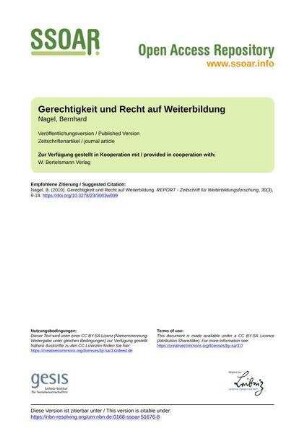 Gerechtigkeit und Recht auf Weiterbildung