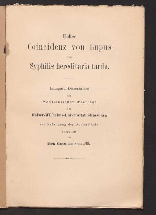 Ueber Coincidenz von Lupus und Syphilis hereditaria tarda