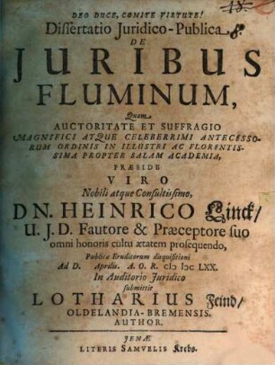 Dissertatio Iuridico-Publica De Iuribus Fluminum