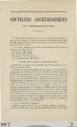 Nouvelles archéologiques et correspondance