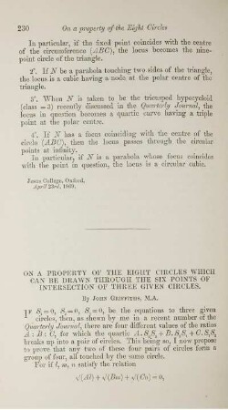 On a property of the eight circles which can be draw through the six points of intersection of three given circles.