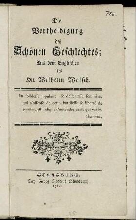 Die Vertheidigung des Schönen Geschlechtes