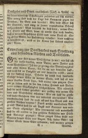 Erweckung zur Dankbarkeit nach Errettung aus besondern Nöthen und Trübsalen.