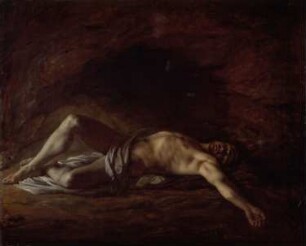 Toter in Grabeshöhle - Figurenstudie zu "Die Opfer der Überschwemmung von Tunis"