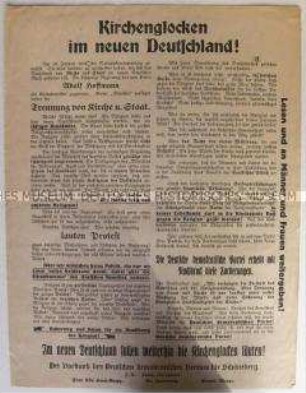 Propagandaflugblatt der Deutschen Demokratischen Partei zur Wahl der Weimarer Nationalversammlung 1919