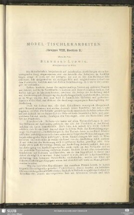 Möbel-Tischlerarbeiten : (Gruppe VIII, Section 2)