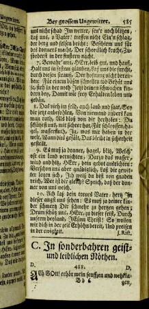 C. In sonderbahren geist- und leiblichen Nöthen