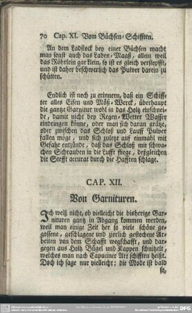 Cap. XII. Von Garnituren