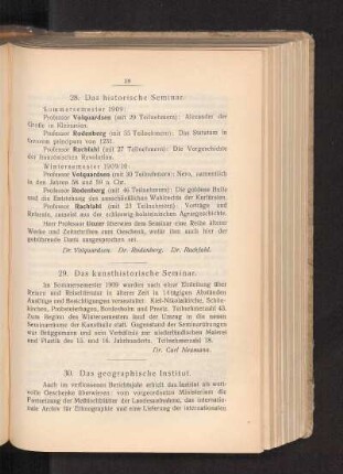 29. Das kunsthistorische Seminar.
