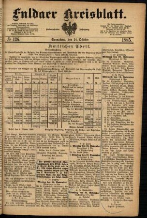 Ausgabe vom Samstag, den 24. Oktober 1885.