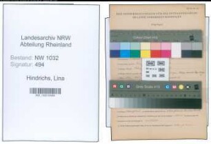 Entnazifizierung Lina Hindrichs , geb. 03.04.1894 ()