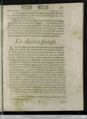 Ex Algebra speciosa