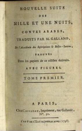 Nouvelle Suite Des Mille Et Une Nuits : Contes Arabes, 1