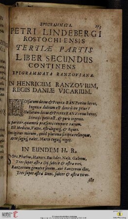 Liber secundus, continens epigrammata Ranzoviana