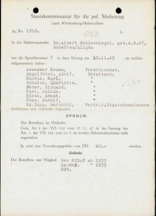 Mühlschlegel, Albert, Dr.